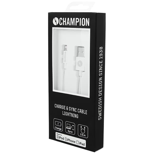 Champion USB-A til Lightning Kabel 2m Hvid White