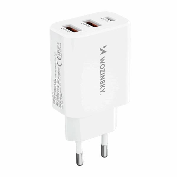 Wozinsky Väggladdare 30W USB-C/2 x USB-A - Vit Vit