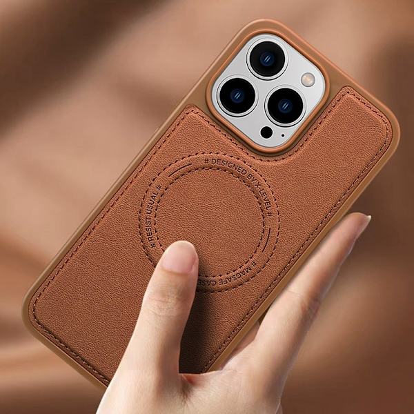 X-LEVEL Mobilskal till iPhone 15 Pro Max PU Läder Blå