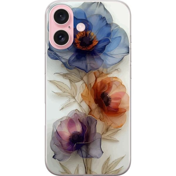Taske til Apple iPhone 16 med silkeblomster