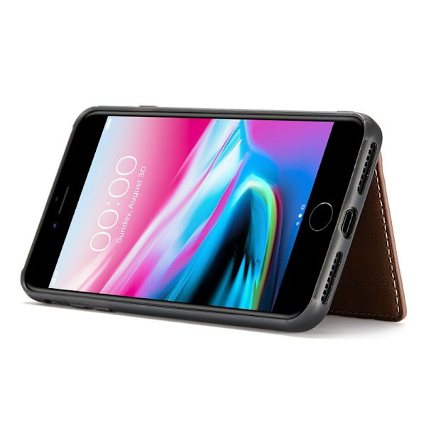 JEEHOOD iPhone 7 Plus/8 Plus Plånboksfodral Konstläder TPU Magnetisk Brun