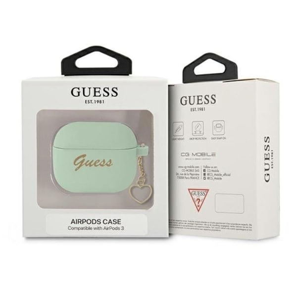 Guess AirPods 3 Skal Silicone Charm Heart Collection - Grön