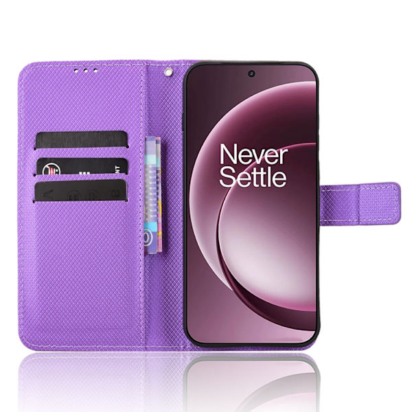 OnePlus 15 Plånboksfodral Strap Diamond Texture Konstläder Lila