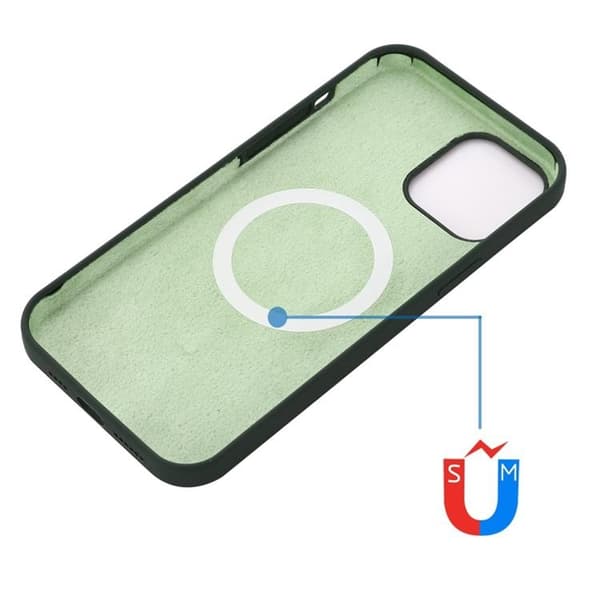 iPhone 14 Pro Max -kuori Magsafe Silikoni Ultra Ohut - Tummanvihreä Grön