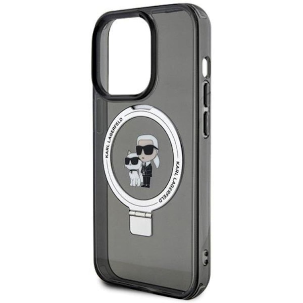 KARL LAGERFELD iPhone 15 Plus Mobilskal MagSafe Ringställ - Svart Svart