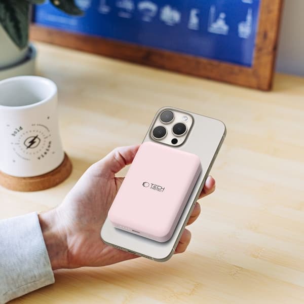 Tech-Protect Magsafe Powerbank 10000mAh PB11 LifeMag - Lyserød Rosa