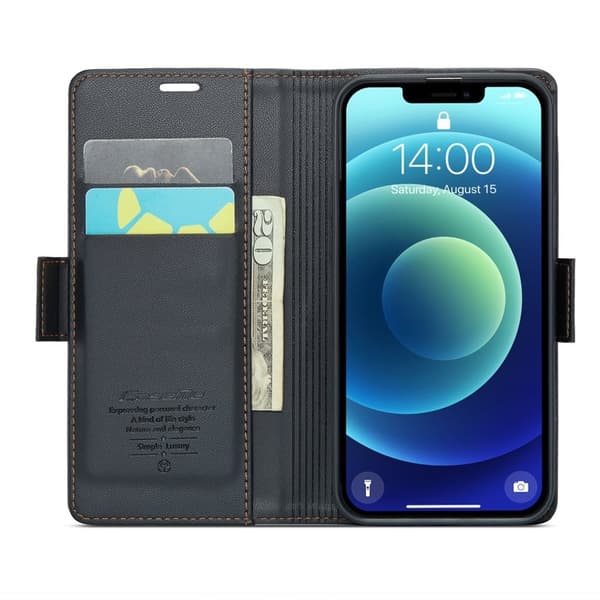 CASEME 023 Stand Plånboksfodral iPhone 12 mini Konstläder Svart