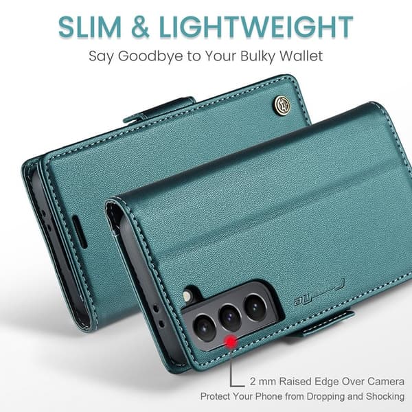 CASEME Plånboksfodral Konstläder för Samsung Galaxy S21+ 5G - Grön
