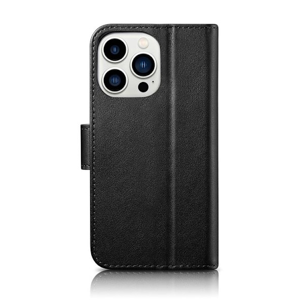iCarer iPhone 14 Pro Plånboksfodral 2in1 Äkta Läder - Svart Svart