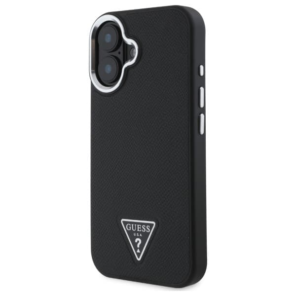 Guess Mobilskal till iPhone 16 Plus MagSafe Grained Triangle - Svart Black