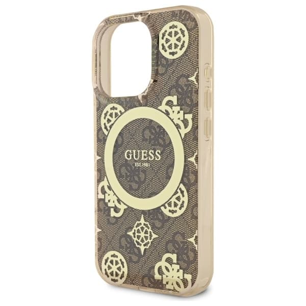 Guess Mobilskal till iPhone 16 Pro Max MagSafe IML Peony On 4G - Brun Brun