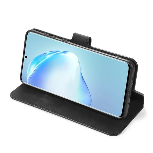 DG.MING Retro Konstläder Plånboksfodral för Samsung Galaxy S20 Plus - Svart