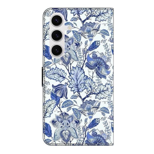Plånboksfodral för Samsung Galaxy S26 Plus Konstläder Stå - Blå Blomma