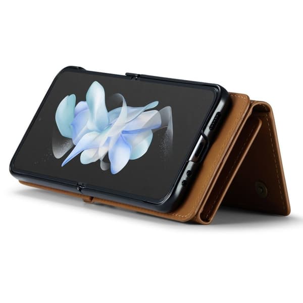 DG.MING Samsung Galaxy Z Flip4 Konstläder Plånboksfodral Magnetisk Brun