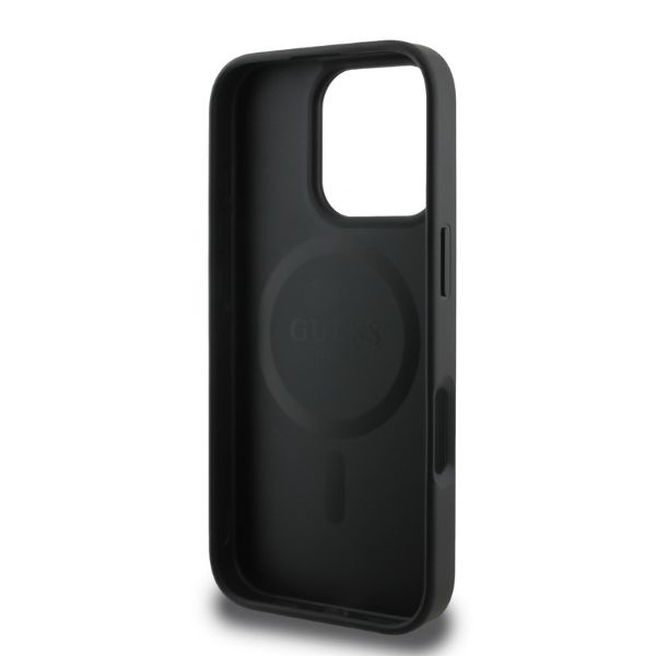 Guess telefontaske til iPhone 16 Pro MagSafe 4G trykte striber - sort Black