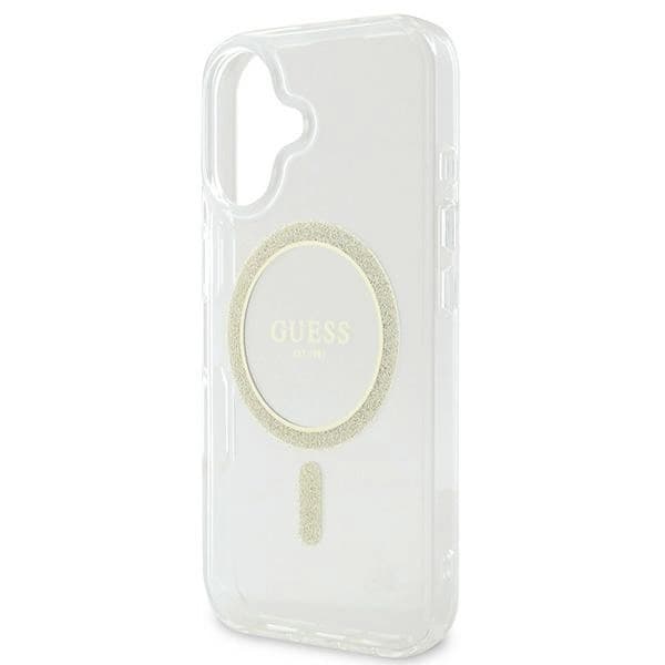Guess iPhone 16 Mobilskal MagSafe IML Glitter Circle - Transparent Transparent