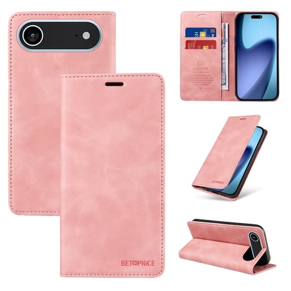 BETOPNICE iPhone Air Plånboksfodral Konstläder - Rosa Rosa