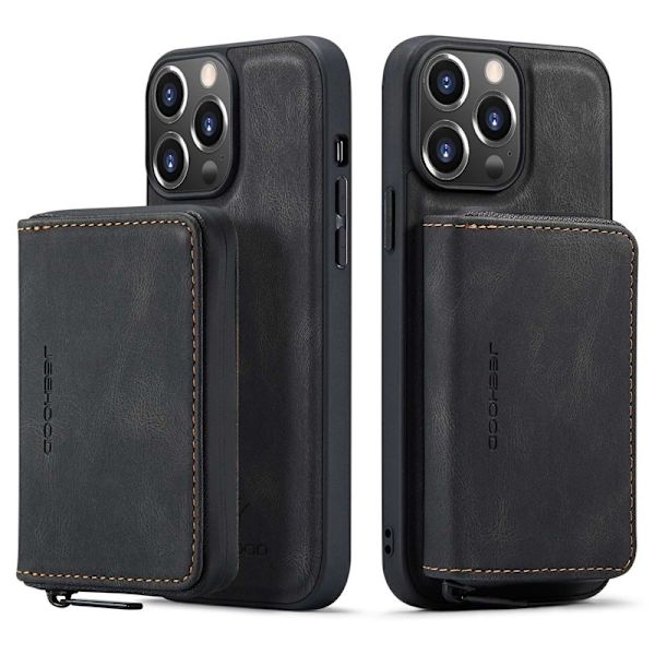 JEEHOOD Mobilskal till iPhone 14 Pro Max Shockproof KonstLäder Svart
