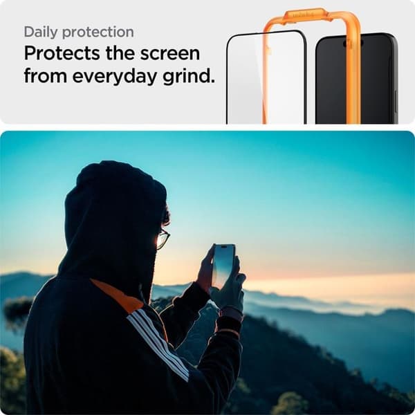 [2-Pack] Spigen iPhone 15 Hærdet Glas Skærmbeskytter - Sort Black