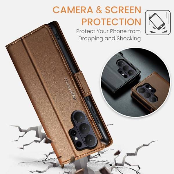CASEME Galaxy S26 Ultra Plånboksfodral RFID Blocking Brun