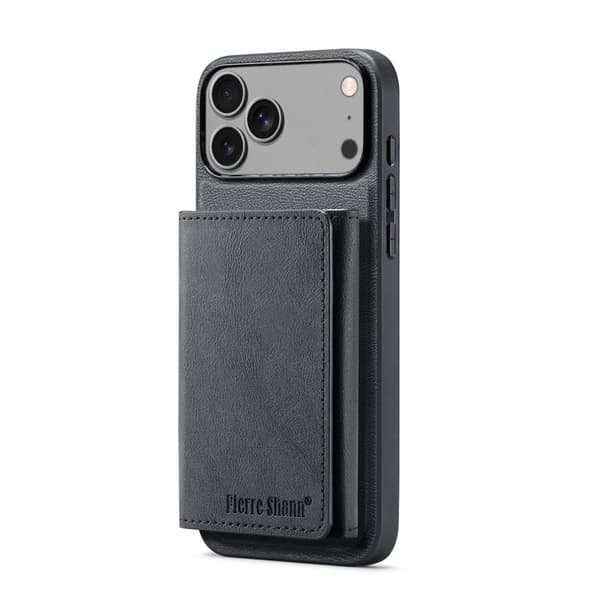 FIERRE SHANN FS030 iPhone 17 Pro Plånboksfodral Konstläder - Svart Svart