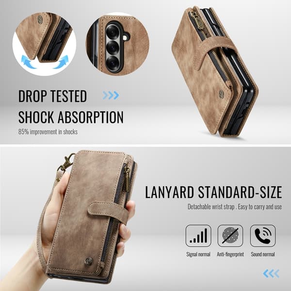 CASEME Galaxy Z Fold 7 Plånboksfodral Med Rem läder - Brun Brun