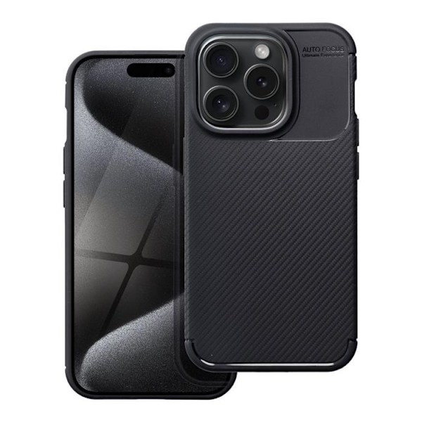 Telefontaske til iPhone 15 Pro Carbon Premium - Sort Black