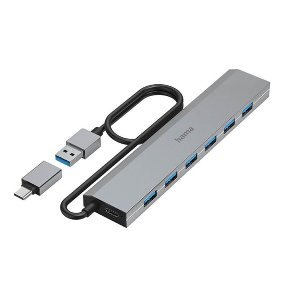 Hama USB HUB 7-porttinen - harmaa