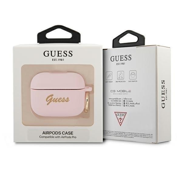Guess Silicone Vintage Script Skal AirPods Pro - Rosa Rosa