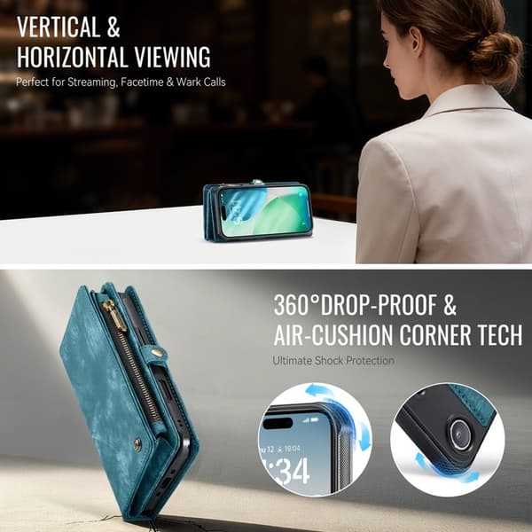 CASEME 008 iPhone Air Plånboksfodral i Konstläder med Blå