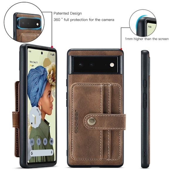 JEEHOOD Google Pixel 7 Skal Korthållare RFID - Brun
