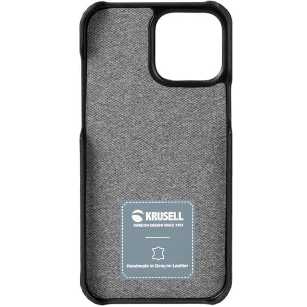 Krusell iPhone 13 Case -korttikotelo aitoa nahkaa - musta