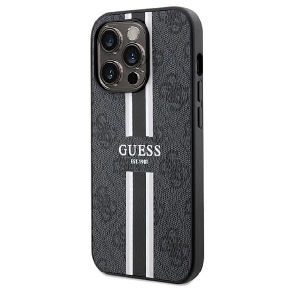Guess iPhone 15 Pro Max Mobilskal Magsafe 4g Stripes - Sort Black