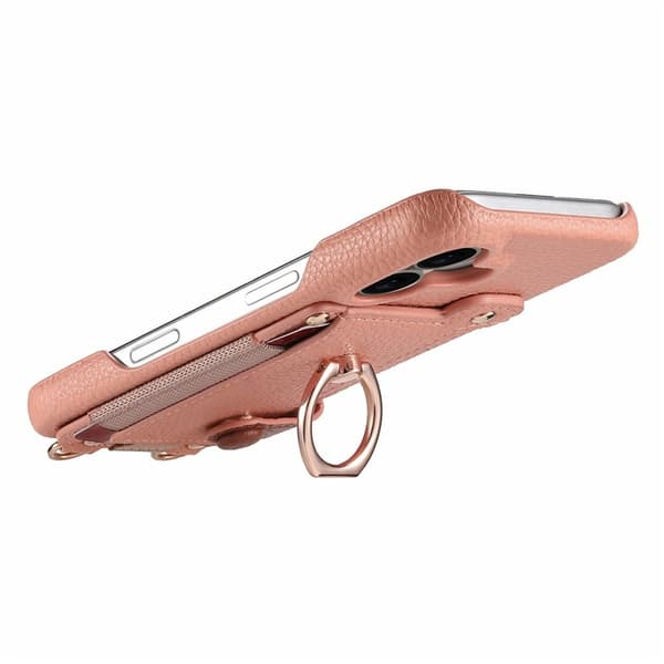 Mobilskal till iPhone 16e med Korthållare Ring Kickstand - Rosa Rosa