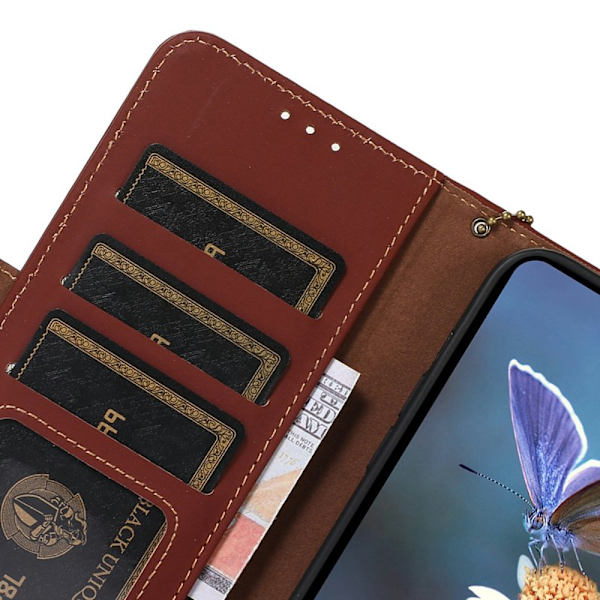 Plånboksfodral för Samsung Galaxy S26 Plus Äkta läder RFID - Kaffe