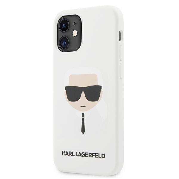 Karl Lagerfeld iPhone 12 Mini -kuori Silikoni Karl`s Head - Valkoinen White