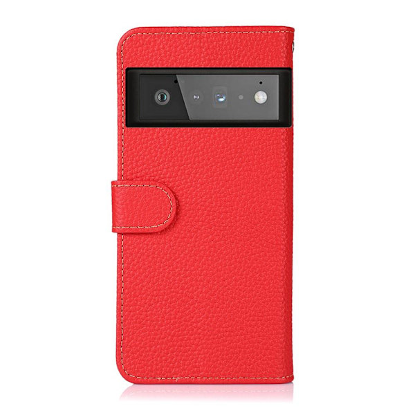 KHAZNEH Litchi ægte læder pungetui Google Pixel 6 - Rød Red