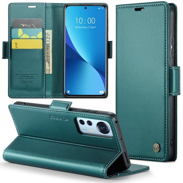 CASEME Plånboksfodral Konstläder för Xiaomi 12 5G - Grön