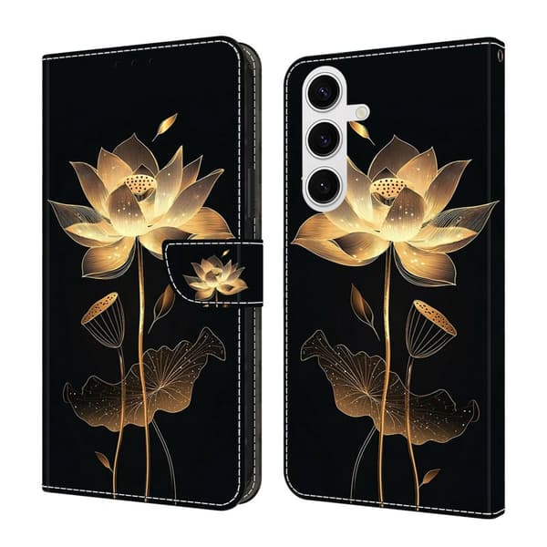 Plånboksfodral för Samsung Galaxy S26 Fällbart Ställ - Guldtrådad Lotus