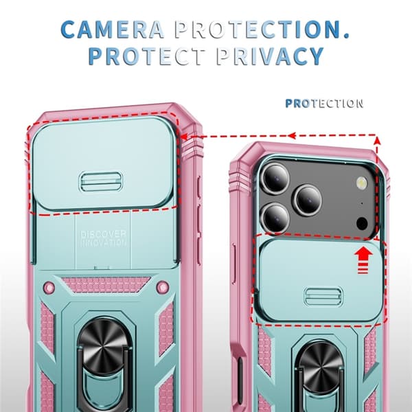 Mobilskal till iPhone 17 Pro Slide Camshield Kickstand - Grön/Rosa Grön