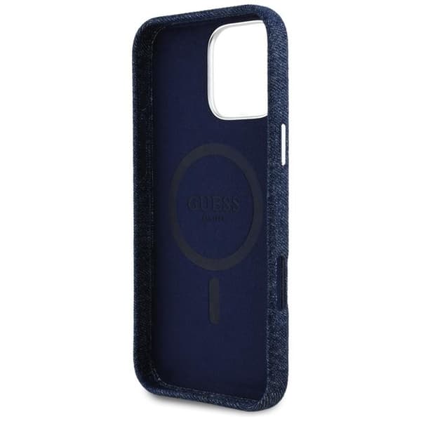 Guess Telefontaske til iPhone 16 Pro Max MagSafe Denim Trekant - Blå Blå