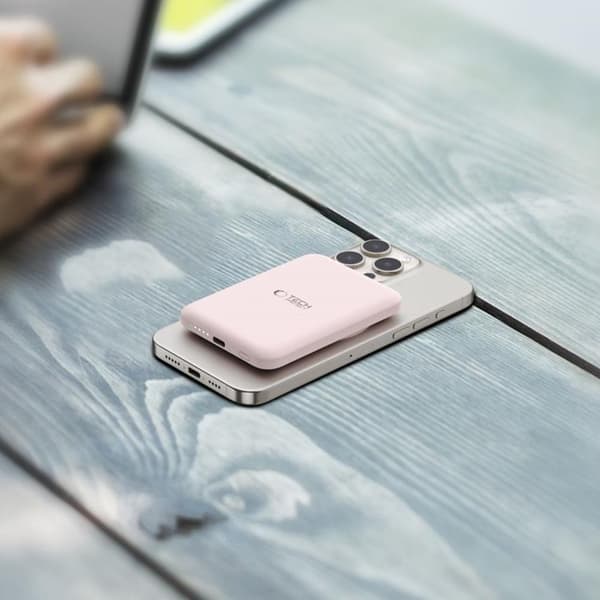 Tech-Protect PB10 Lifemag Magsafe Powerbank 5000mah - Lyserød Rosa