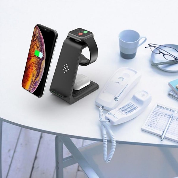 Tech-Protect 3-in-1 Trådlös laddare iPhone, Apple Watch, AirPods A8 - Svart