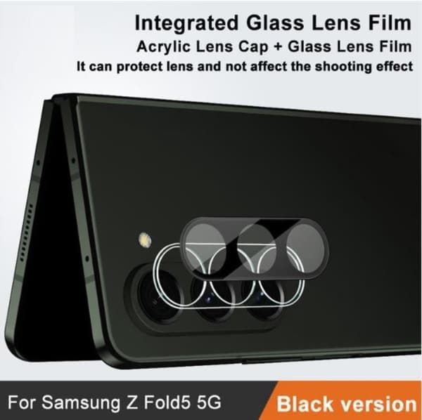 [2-PACK] Galaxy Z Flold 5 hærdet glas objektivdæksel - sort Black