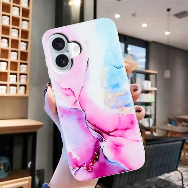 Mobilskal till iPhone 17 Marble Pattern Painted TPU - Rosa / Blå Rosa