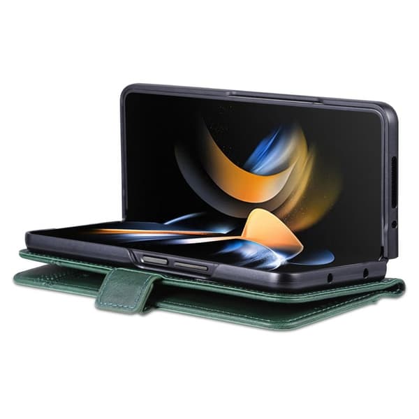 AZNS Samsung Galaxy Z Fold4 Plånboksfodral Konstläder - Grön