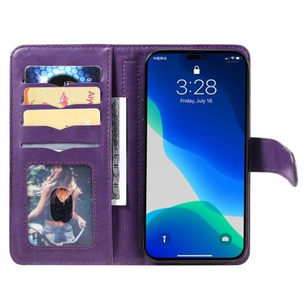 iPhone 14 Pro Plånboksfodral KT PU Läder - Lila