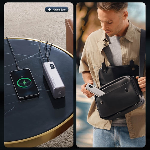Cuktech Powerbank 20000 mAh 100W 2xUSB-C 1xUSB-A - Grå Grå