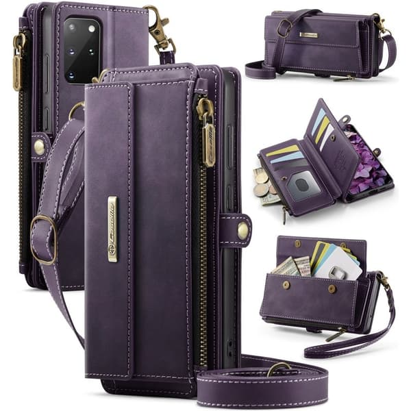 CASEME Konstläder Plånboksfodral för Samsung Galaxy S20 Plus 4G/5G Lila