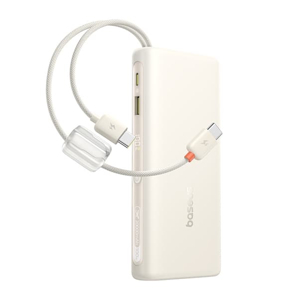 Baseus Powerbank 20000mAh Dual USB-C Kable 100W - Vit Vit